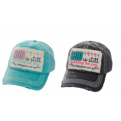 PHILIPPIANS BIBLE VERSE GOD IS STILL WORKING ON YOU CAP HAT BLACK TURQUOISE BLUE  eb-24477799